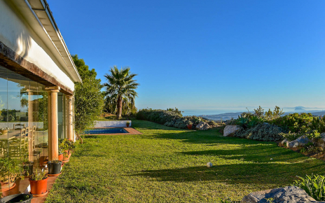 The sea and the outline of mountains in Africa
